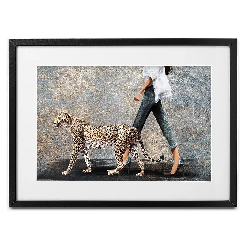 Woman With Leopard Framed Art Print