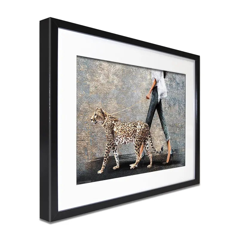 Woman With Leopard Framed Art Print