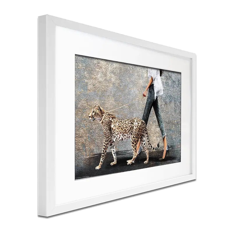 Woman With Leopard Framed Art Print