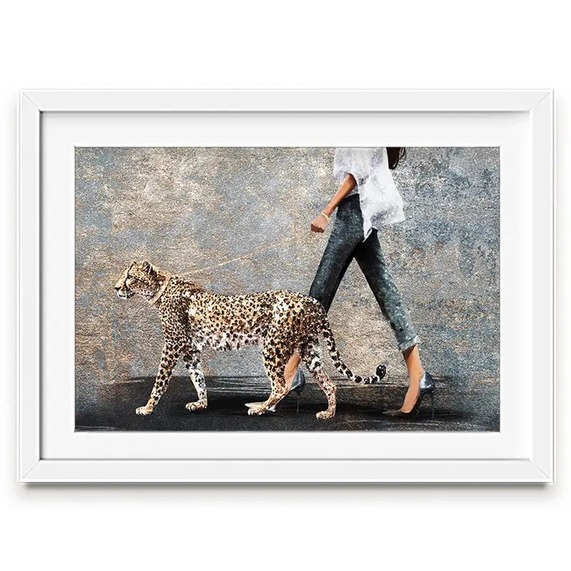 Woman With Leopard Framed Art Print