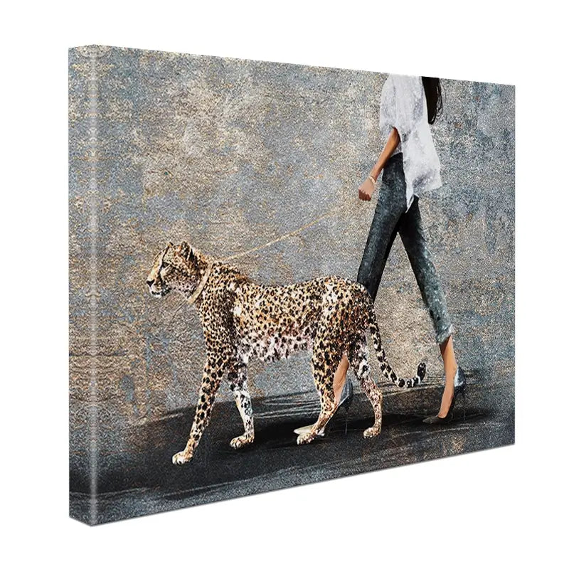 Woman With Leopard Canvas Print