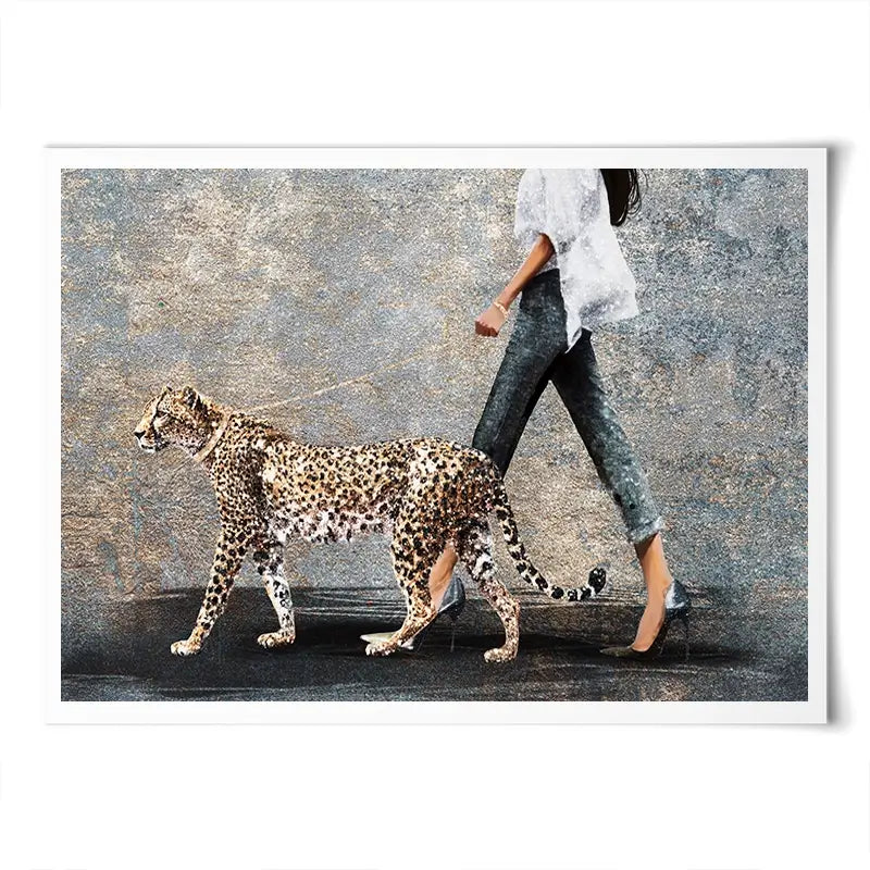 Woman With Leopard Art Print