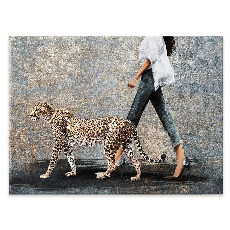 Woman With Leopard Canvas Print