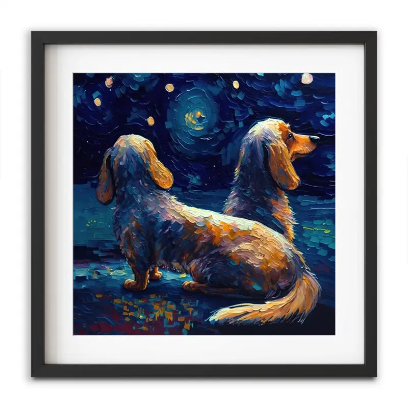 Van Gogh Dachshunds Framed Art Print