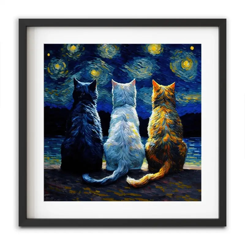 Van Gogh Three Cats Framed Art Print