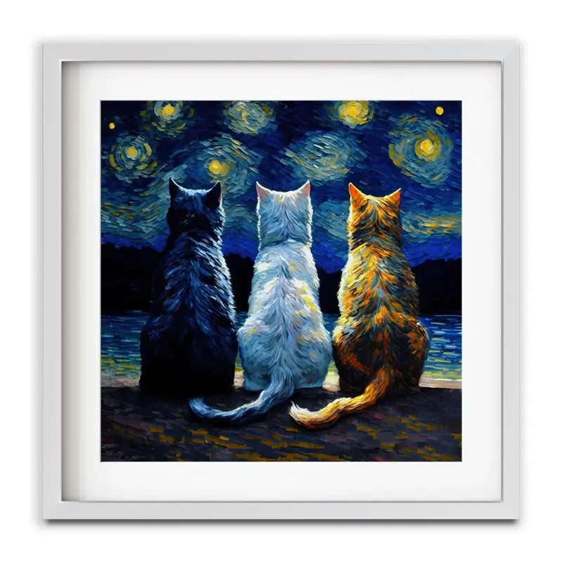 Van Gogh Three Cats Framed Art Print