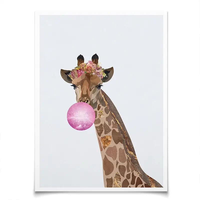 Bubblegum Giraffe Art Print