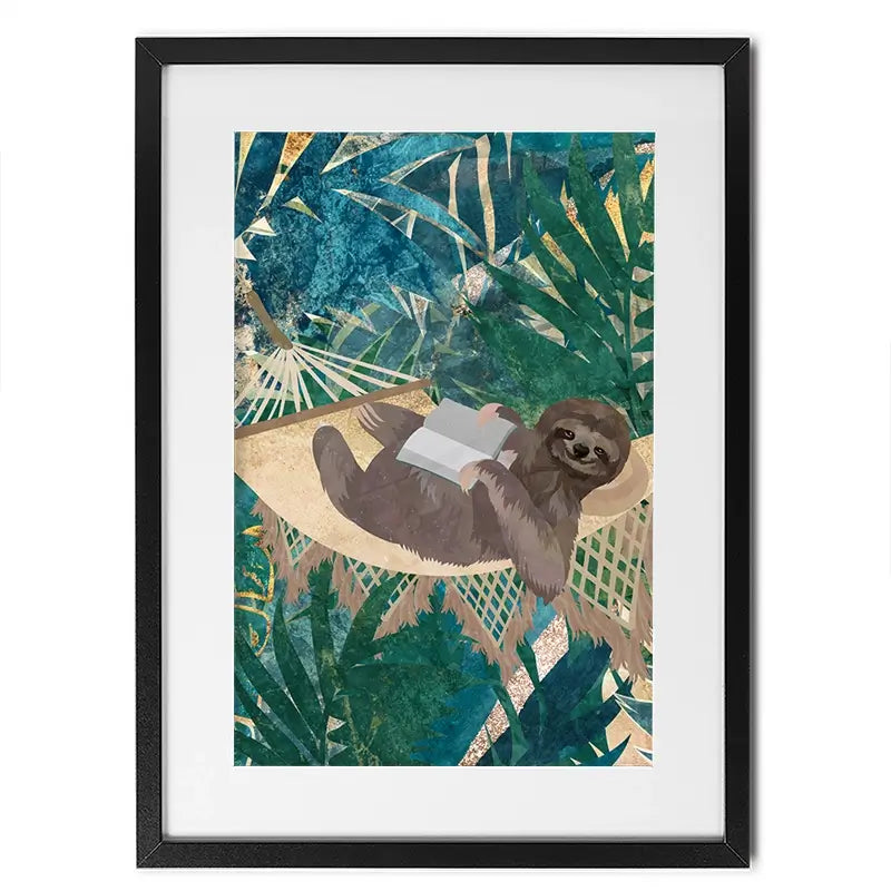 Sloth Jungle Framed Art Print