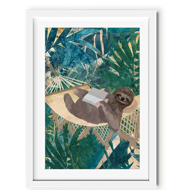 Sloth Jungle Framed Art Print