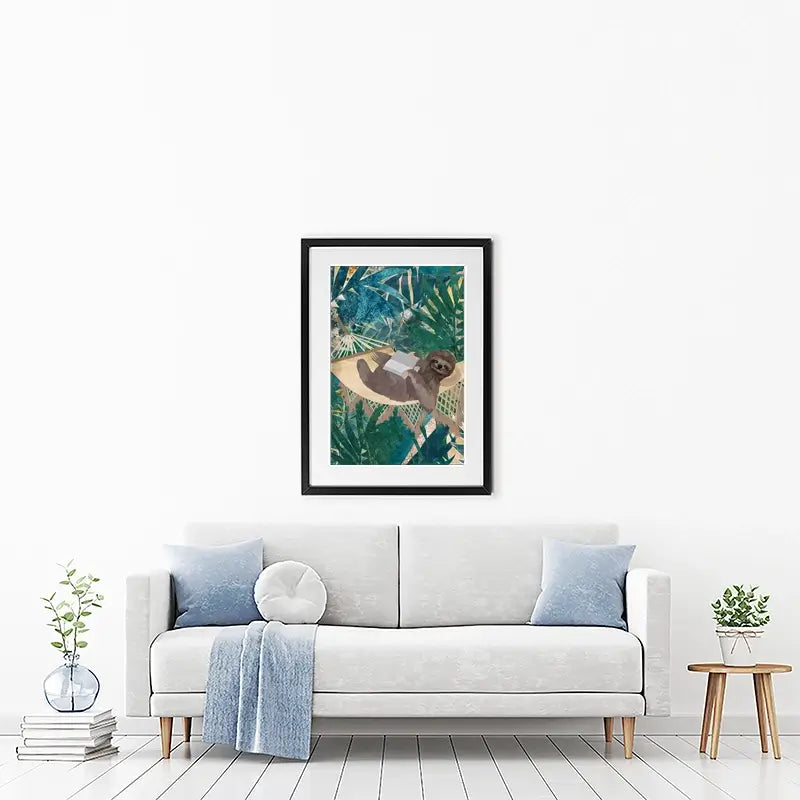 Sloth Jungle Framed Art Print