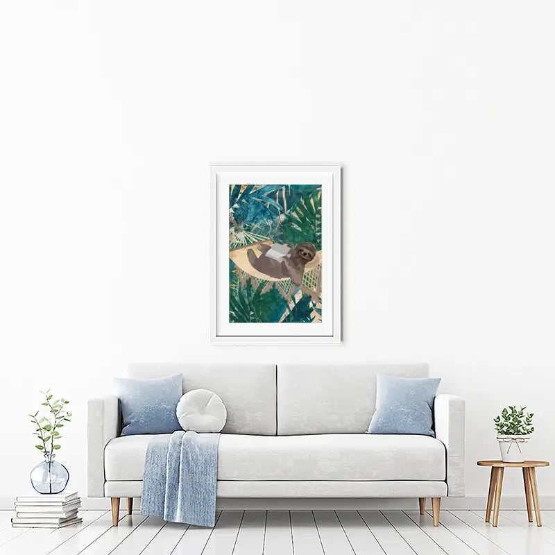 Sloth Jungle Framed Art Print