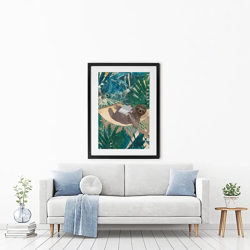 Sloth Jungle Framed Art Print