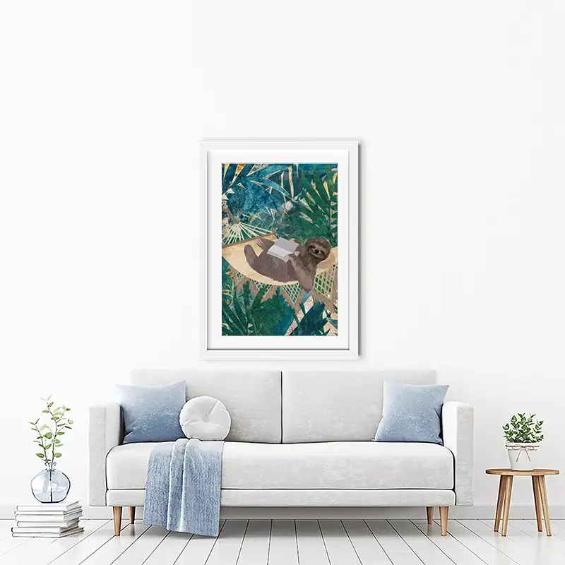 Sloth Jungle Framed Art Print