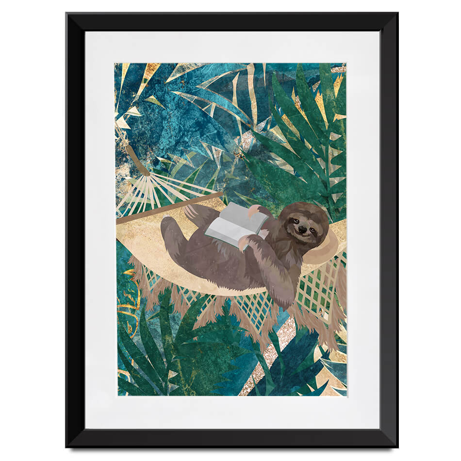 Sloth Jungle Framed Art Print