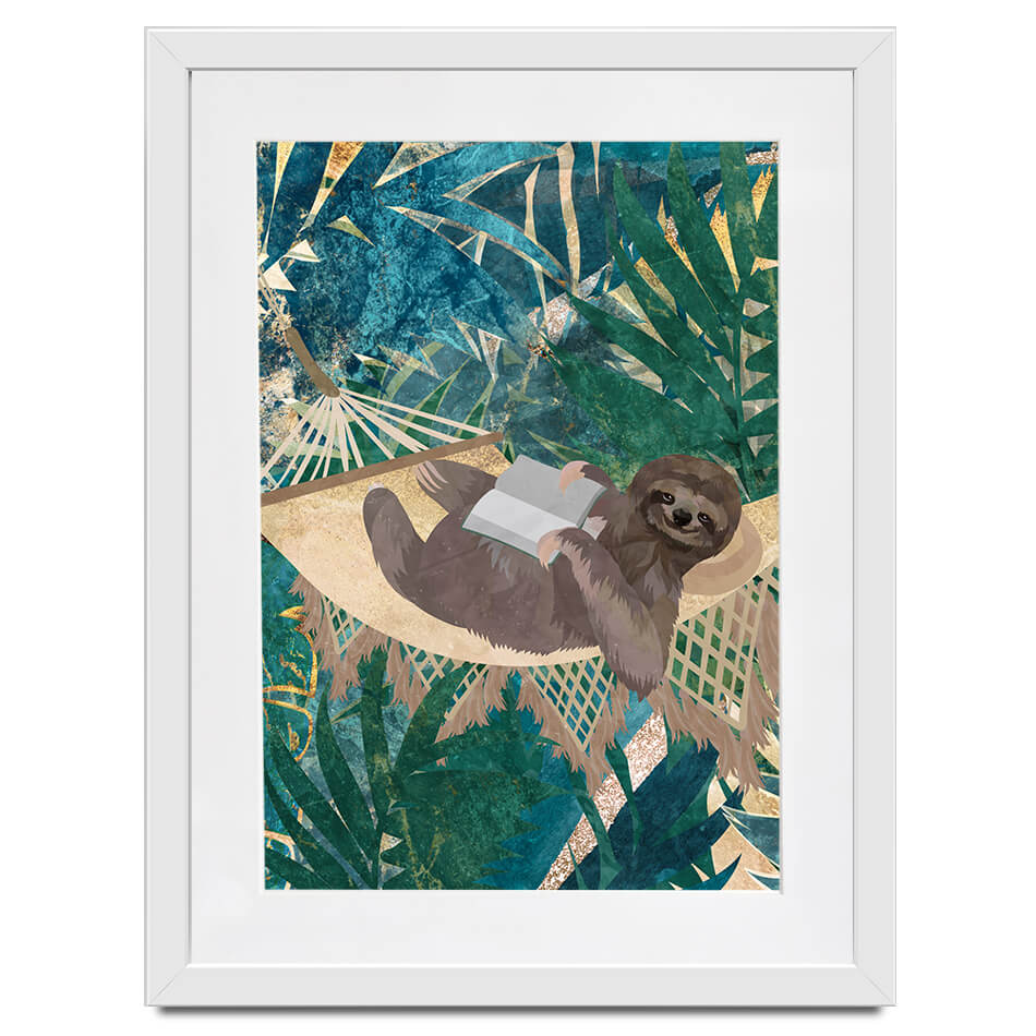 Sloth Jungle Framed Art Print