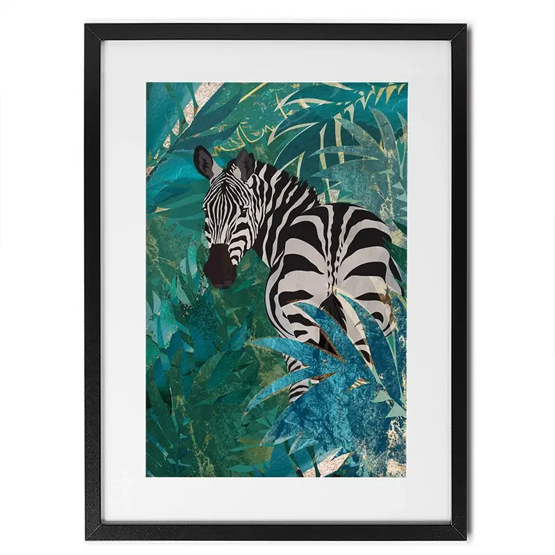 Zebra In The Jungle Framed Art Print