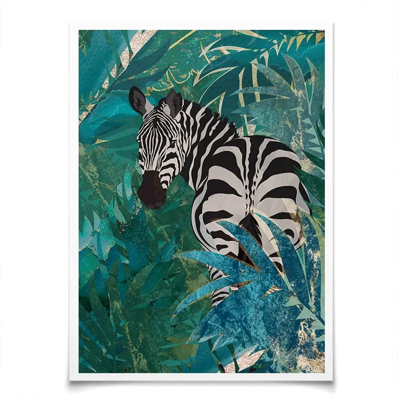 Zebra In The Jungle Art Print