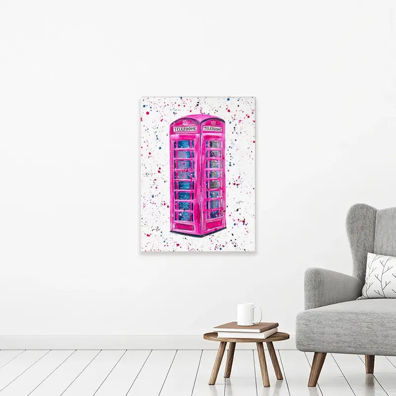 Retro Pink Telephone Box Canvas Print