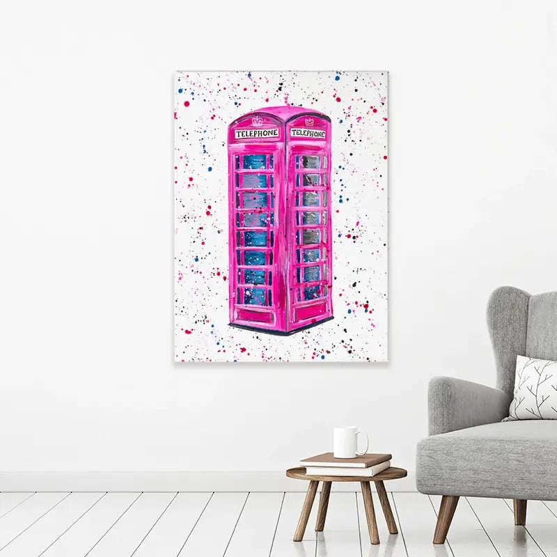 Retro Pink Telephone Box Canvas Print