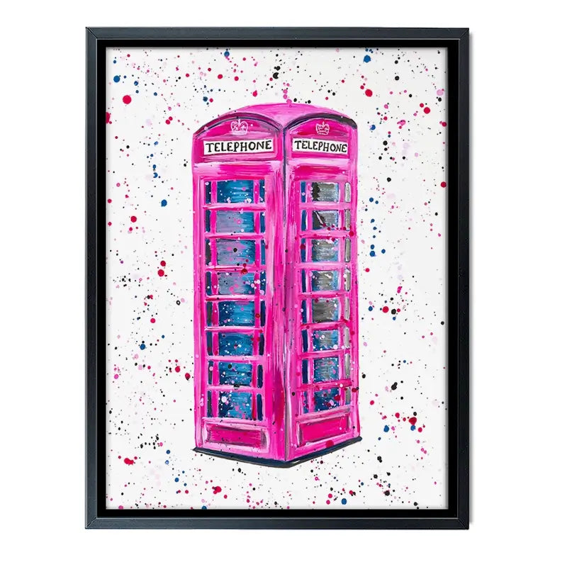 Retro Pink Telephone Box Canvas Print