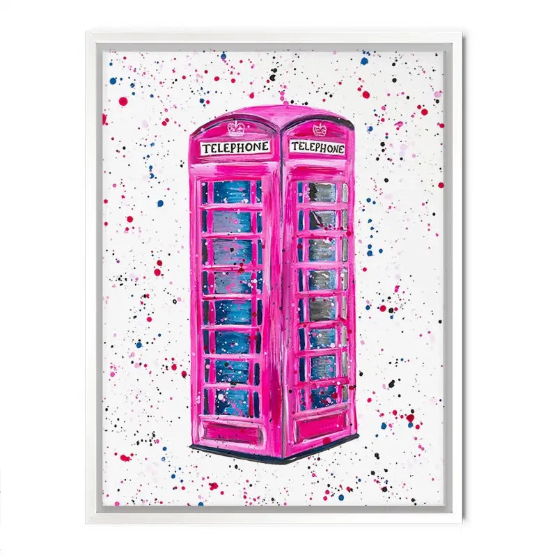 Retro Pink Telephone Box Canvas Print