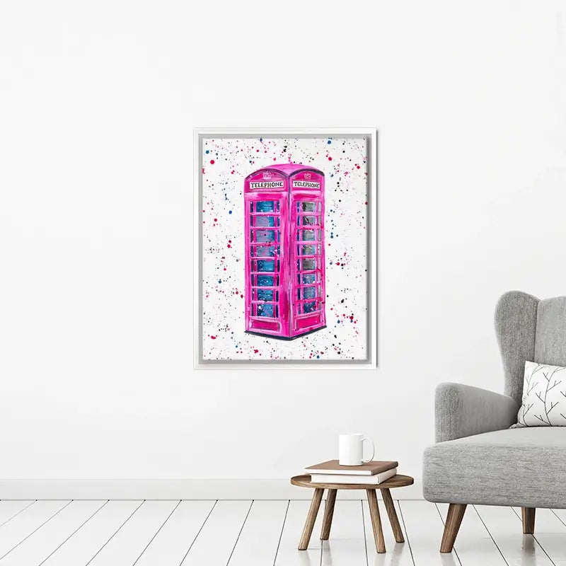 Retro Pink Telephone Box Canvas Print