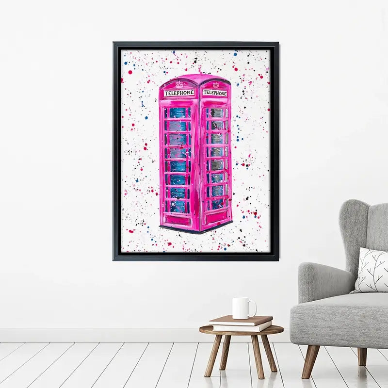 Retro Pink Telephone Box Canvas Print