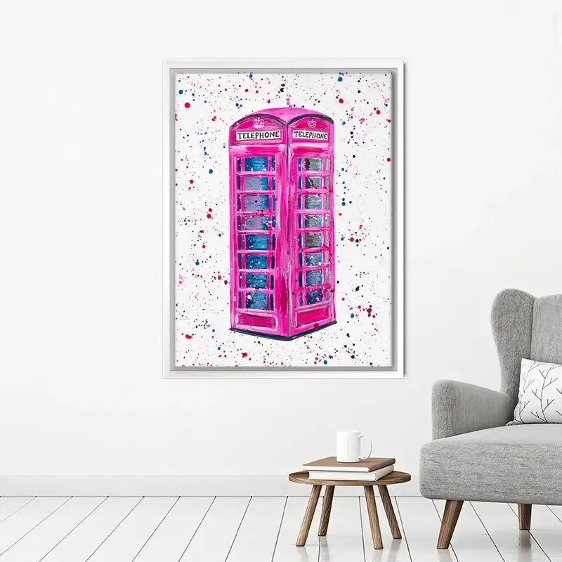 Retro Pink Telephone Box Canvas Print