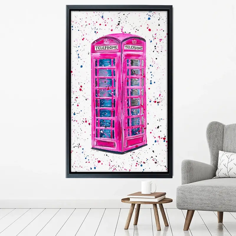 Retro Pink Telephone Box Canvas Print