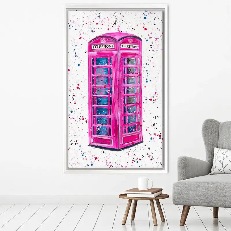 Retro Pink Telephone Box Canvas Print