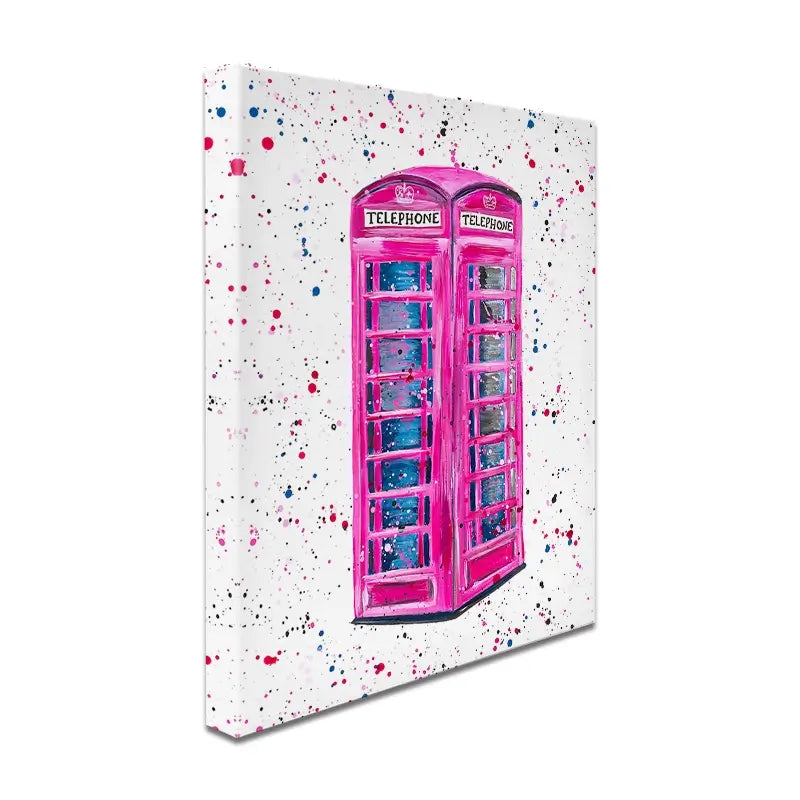 Retro Pink Telephone Box Canvas Print