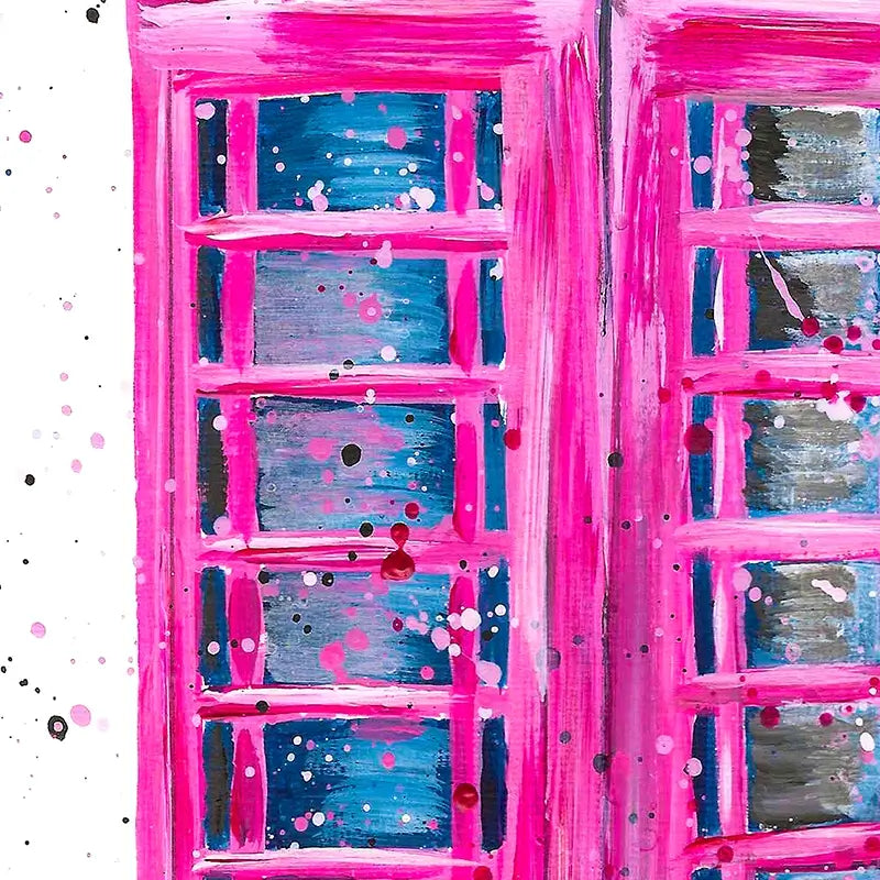 Retro Pink Telephone Box Art Print