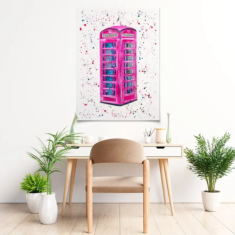 Retro Pink Telephone Box Art Print