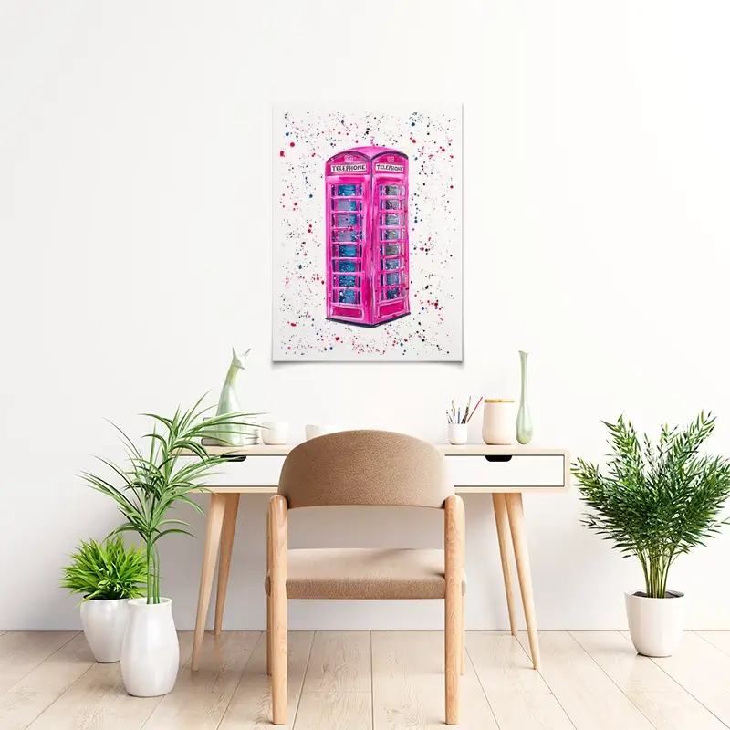 Retro Pink Telephone Box Art Print