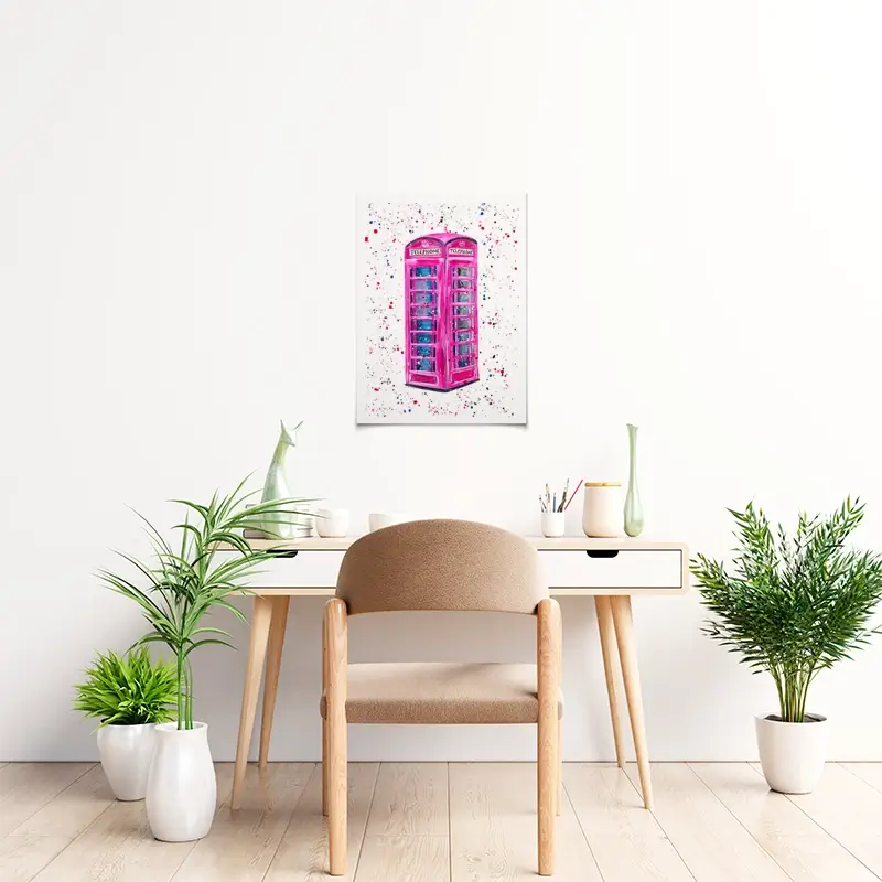 Retro Pink Telephone Box Art Print