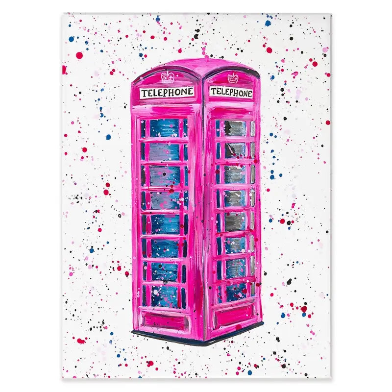 Retro Pink Telephone Box Canvas Print