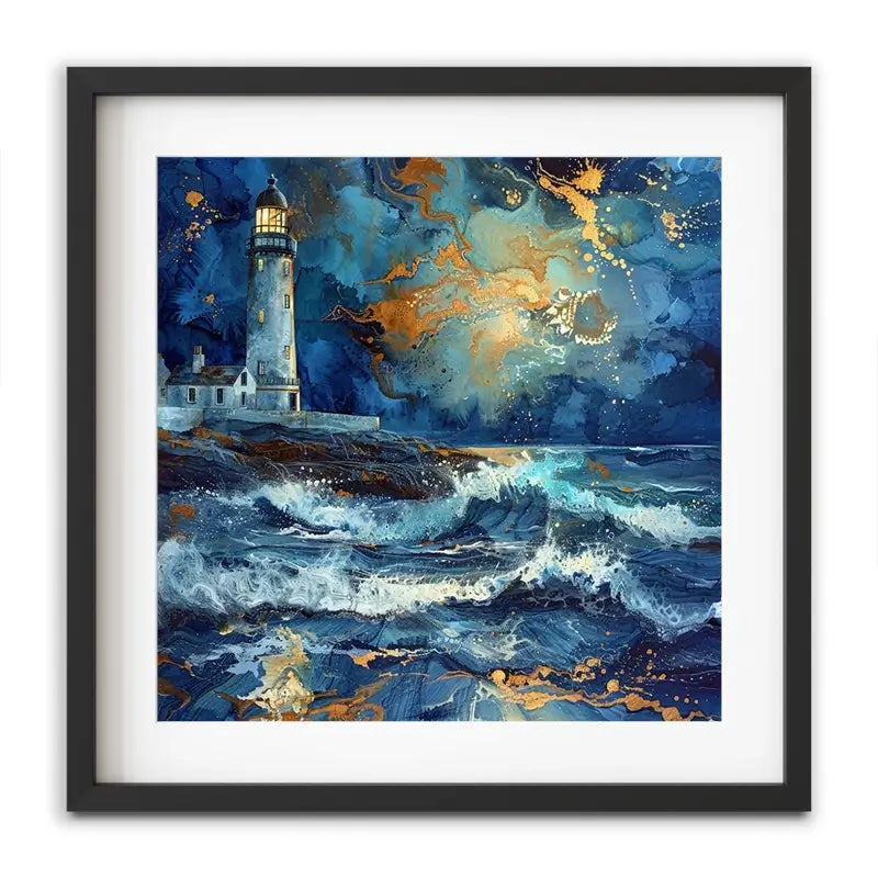 Stormy Lighthouse Framed Art Print