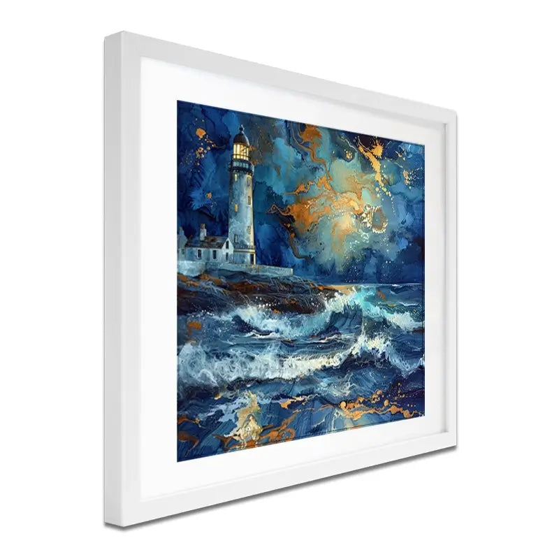 Stormy Lighthouse Framed Art Print