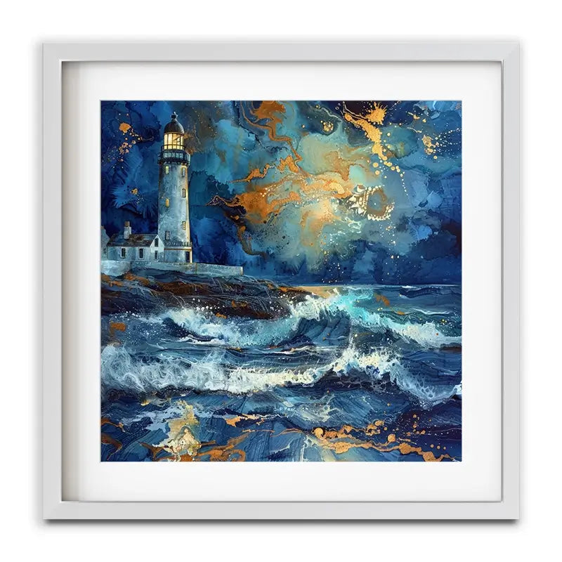 Stormy Lighthouse Framed Art Print