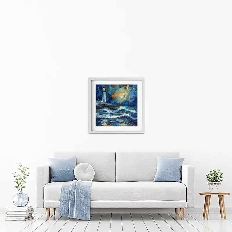 Stormy Lighthouse Framed Art Print