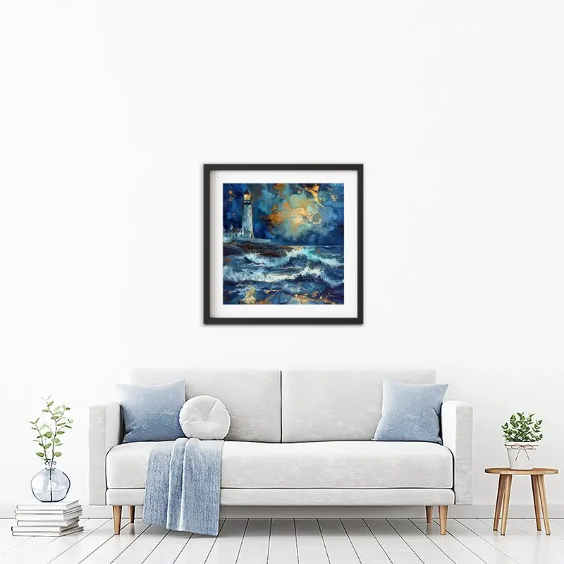 Stormy Lighthouse Framed Art Print