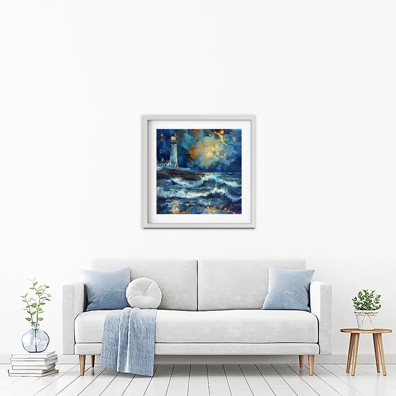 Stormy Lighthouse Framed Art Print