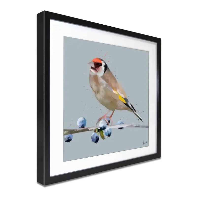 Goldfinch And Berries Framed Art Print