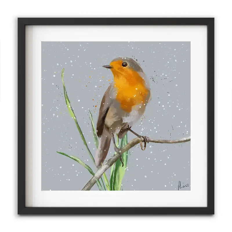 Robin In The Snow Framed Art Print