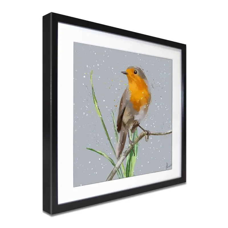 Robin In The Snow Framed Art Print