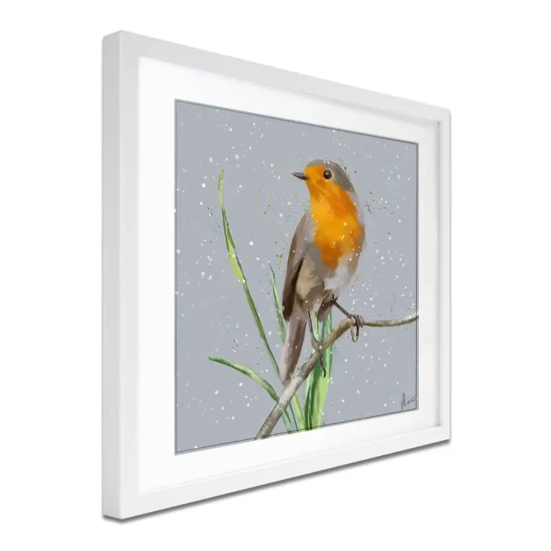 Robin In The Snow Framed Art Print