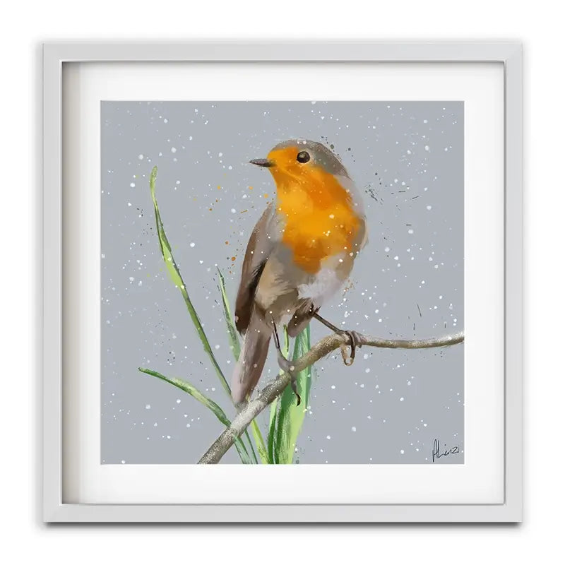 Robin In The Snow Framed Art Print