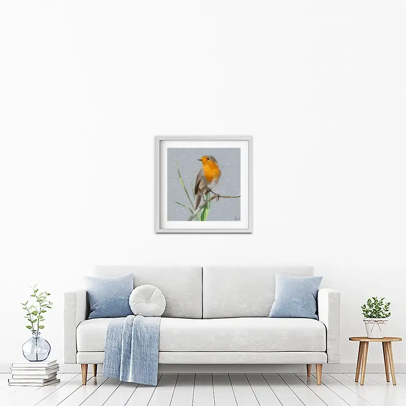 Robin In The Snow Framed Art Print