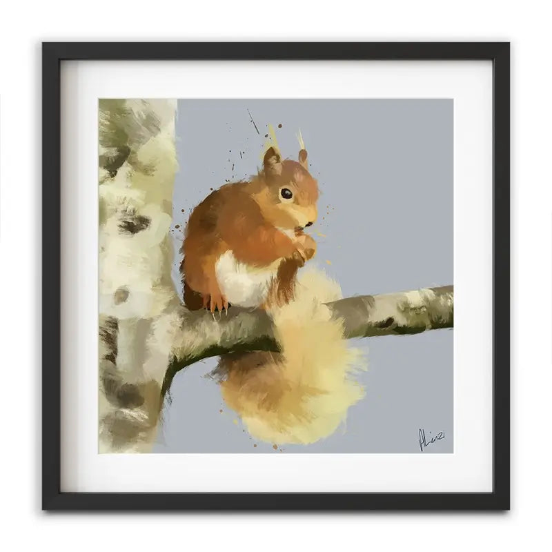 Squirrel On A Branch Framed Art Print