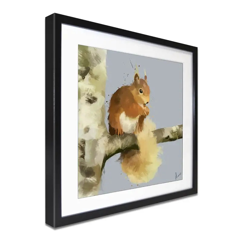 Squirrel On A Branch Framed Art Print